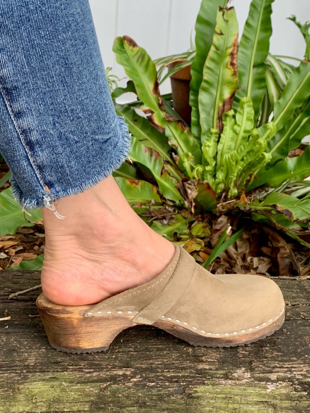 Women’s Taupe Suede Slip-On Clog